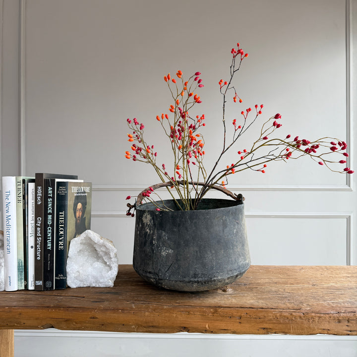 Vintage Copper Cauldron Planter B