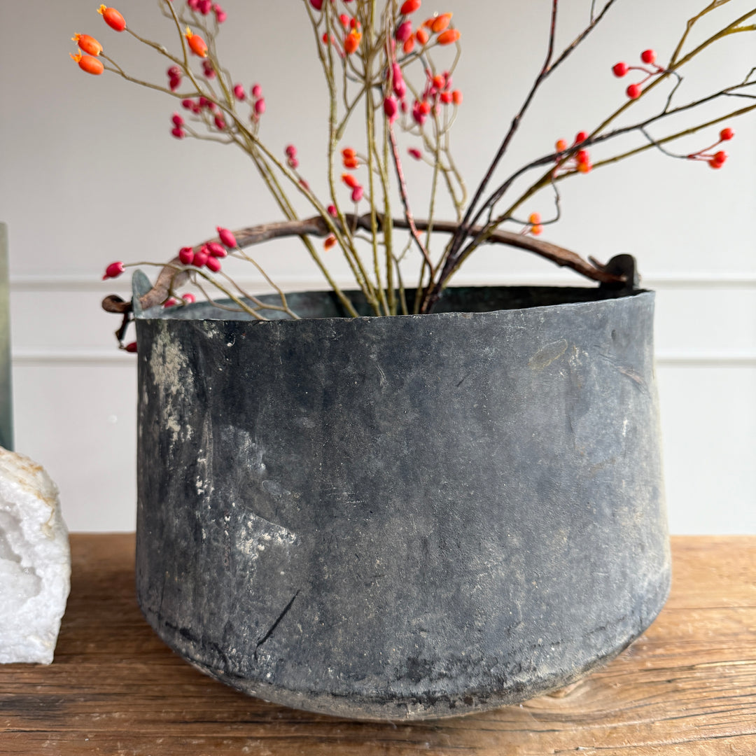 Vintage Copper Cauldron Planter B