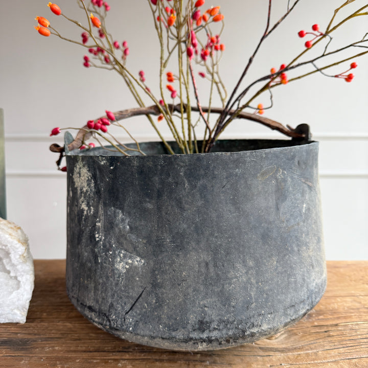 Vintage Copper Cauldron Planter B