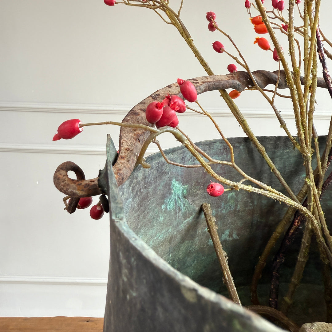 Vintage Copper Cauldron Planter B