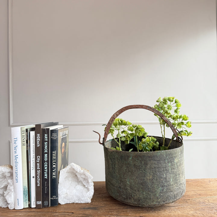 Vintage Copper Cauldron Planter C