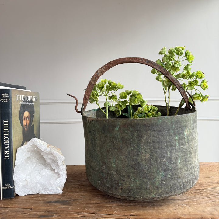 Vintage Copper Cauldron Planter C