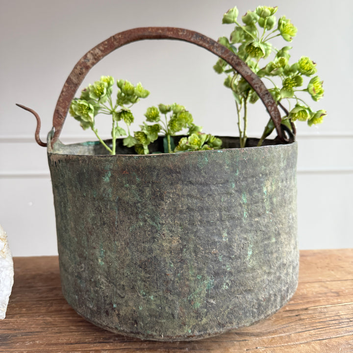 Vintage Copper Cauldron Planter C