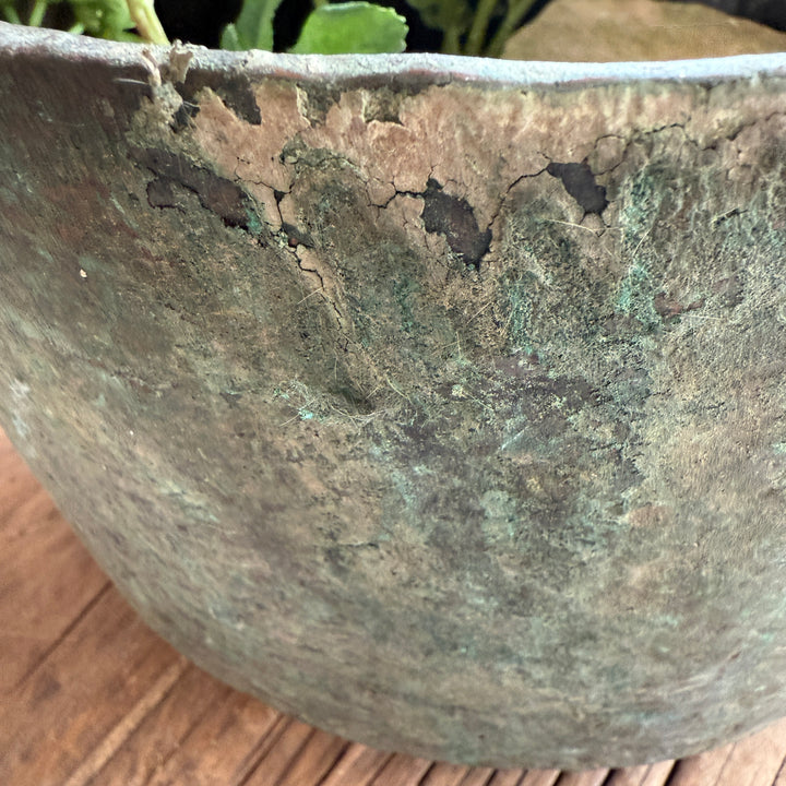 Vintage Copper Cauldron Planter C
