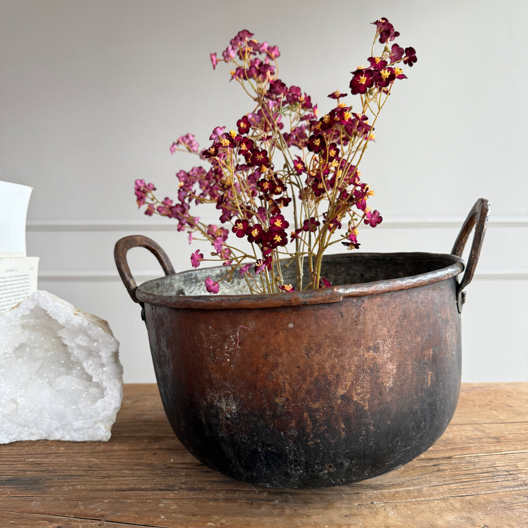 Vintage Copper Cauldron Planter D