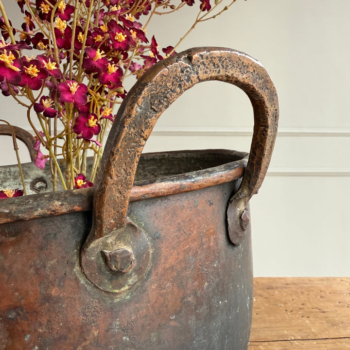 Vintage Copper Cauldron Planter D