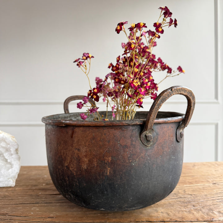 Vintage Copper Cauldron Planter D