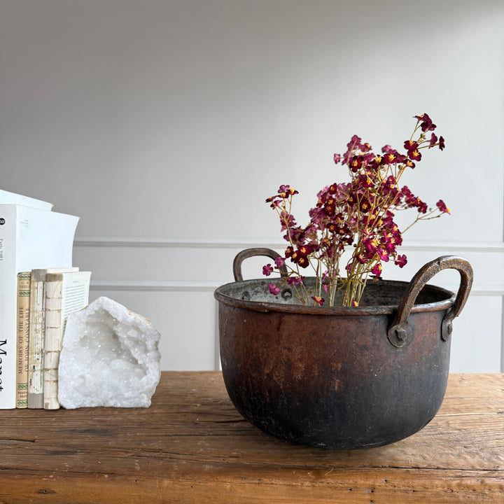 Vintage Copper Cauldron Planter D