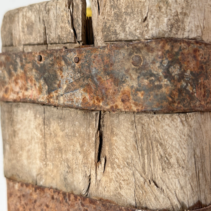 Large Antique Wooden Square Vase