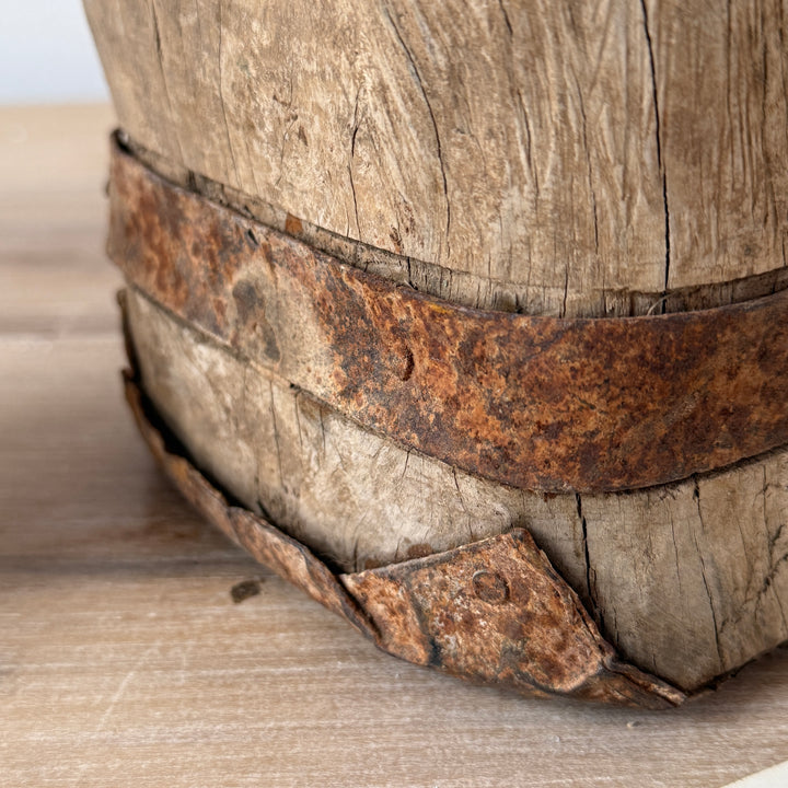 Large Antique Wooden Square Vase