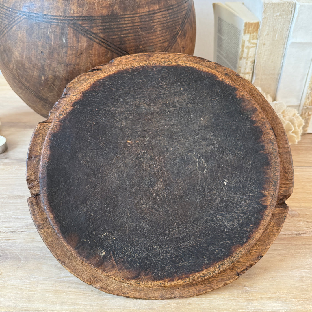 Etched Antique Moroccan Lidded Pot