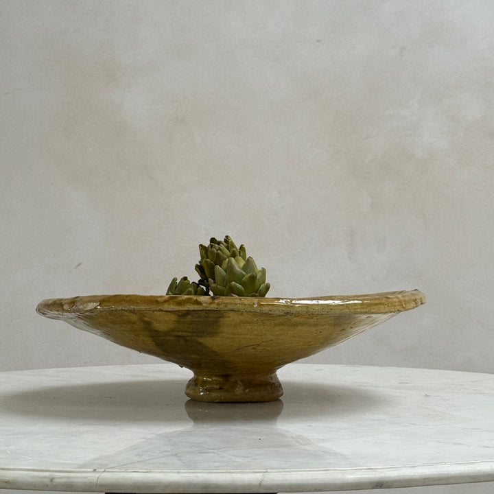 Green decorative Moroccan plate yellow | XL