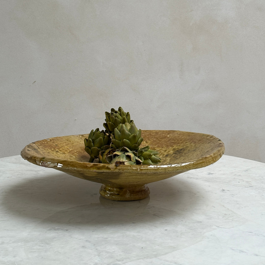 Green decorative Moroccan plate yellow | XL