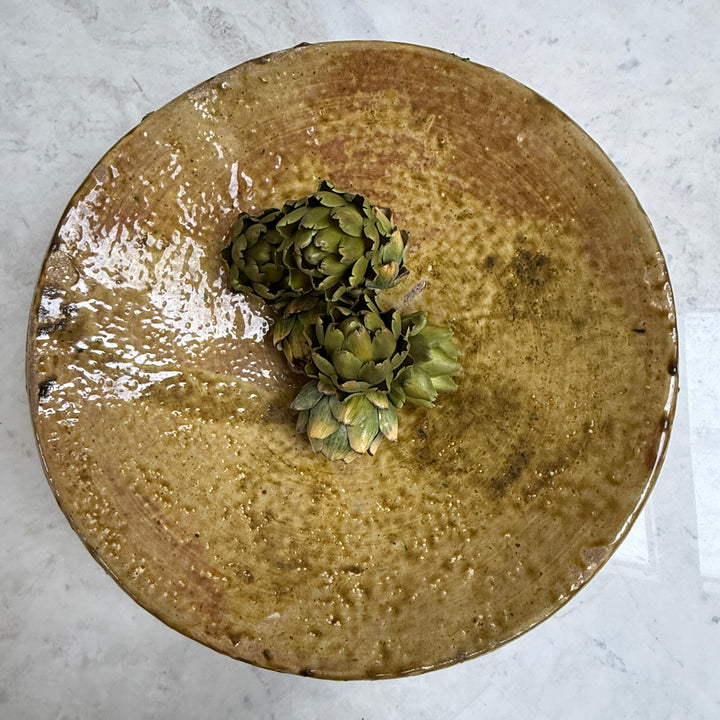 Green decorative Moroccan plate yellow | XL