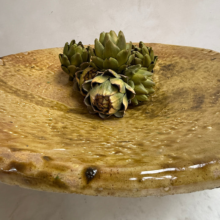 Green decorative Moroccan plate yellow | XL