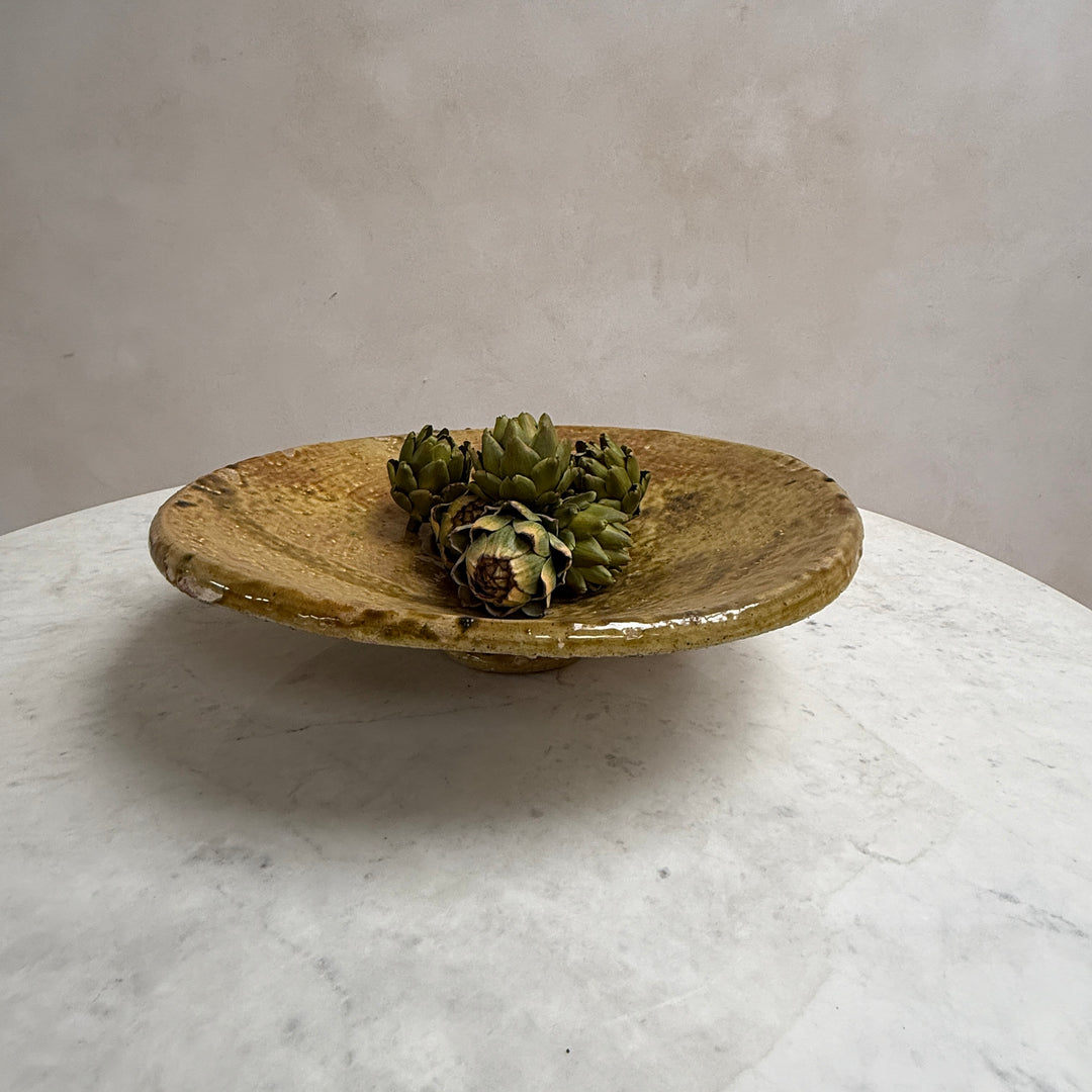 Green decorative Moroccan plate yellow | XL