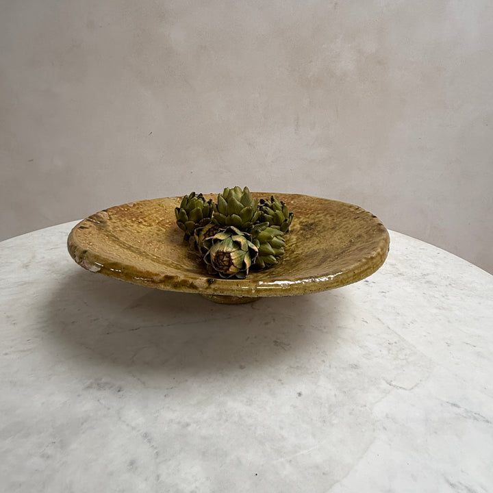 Green decorative Moroccan plate yellow | XL