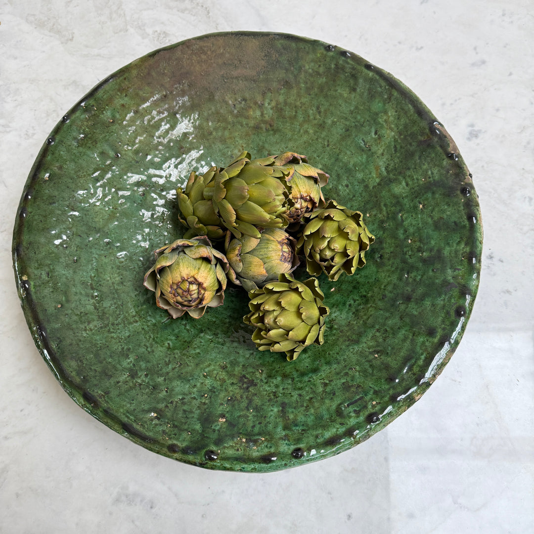 Green decorative Moroccan plate green | XL