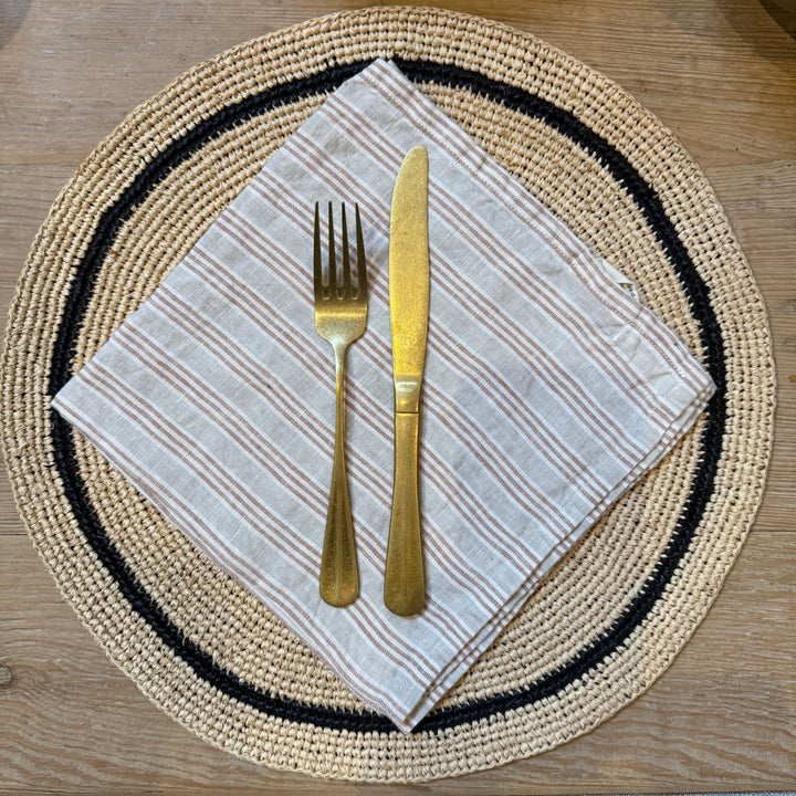 Pure Linen Napkin | Hazelnut Pinstripe