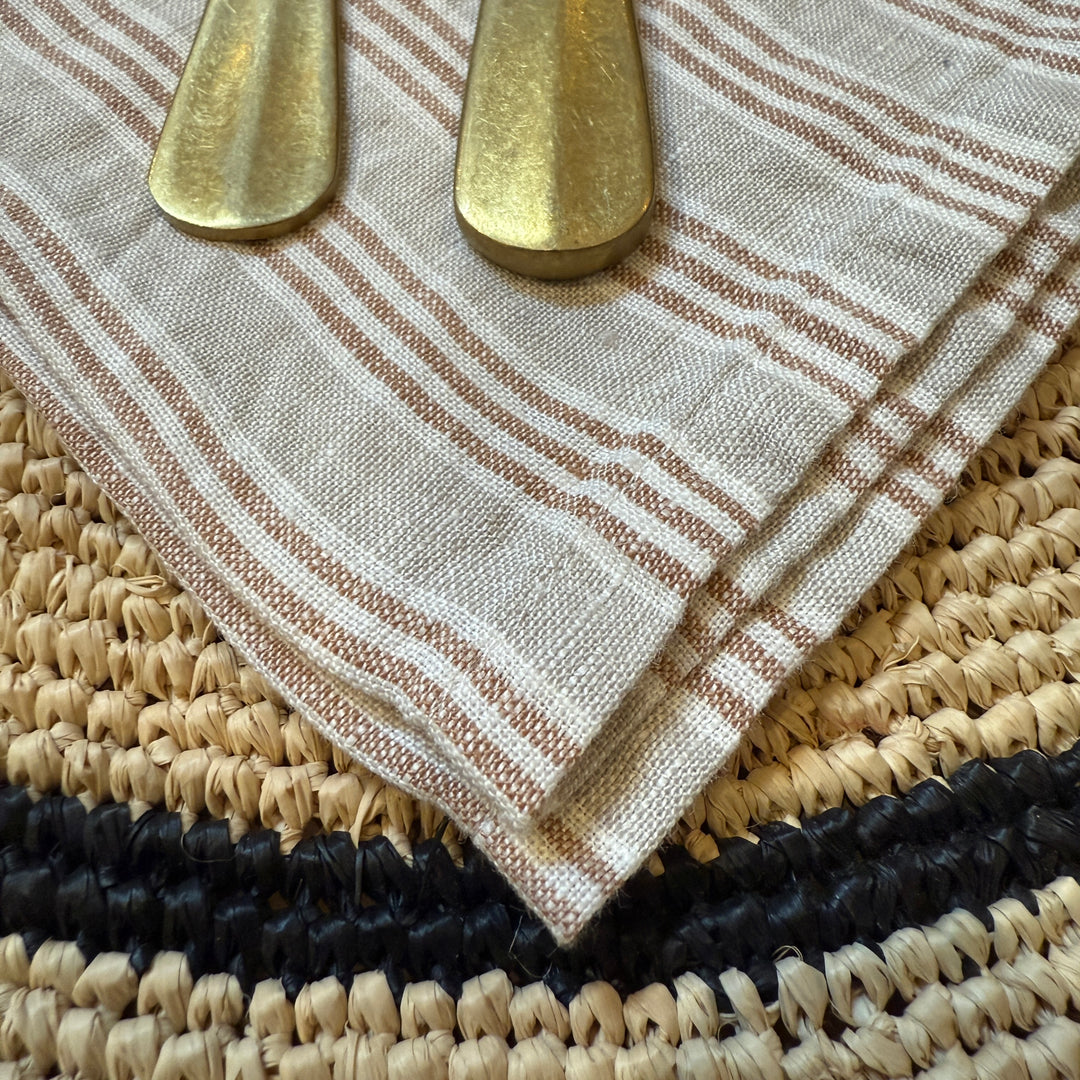 Pure Linen Napkin | Hazelnut Pinstripe