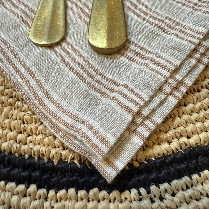 Pure Linen Napkin | Hazelnut Pinstripe