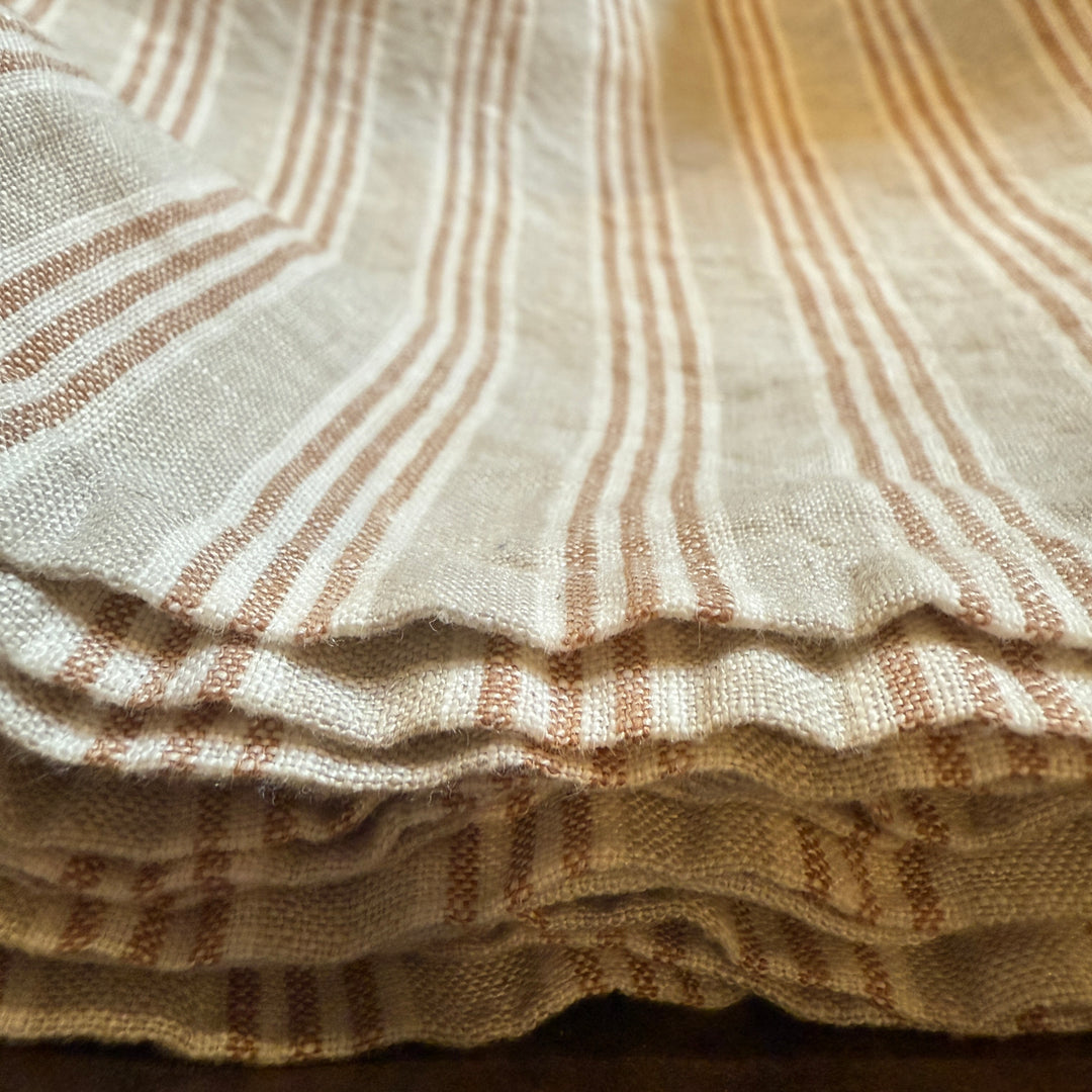 Pure Linen Napkin | Hazelnut Pinstripe