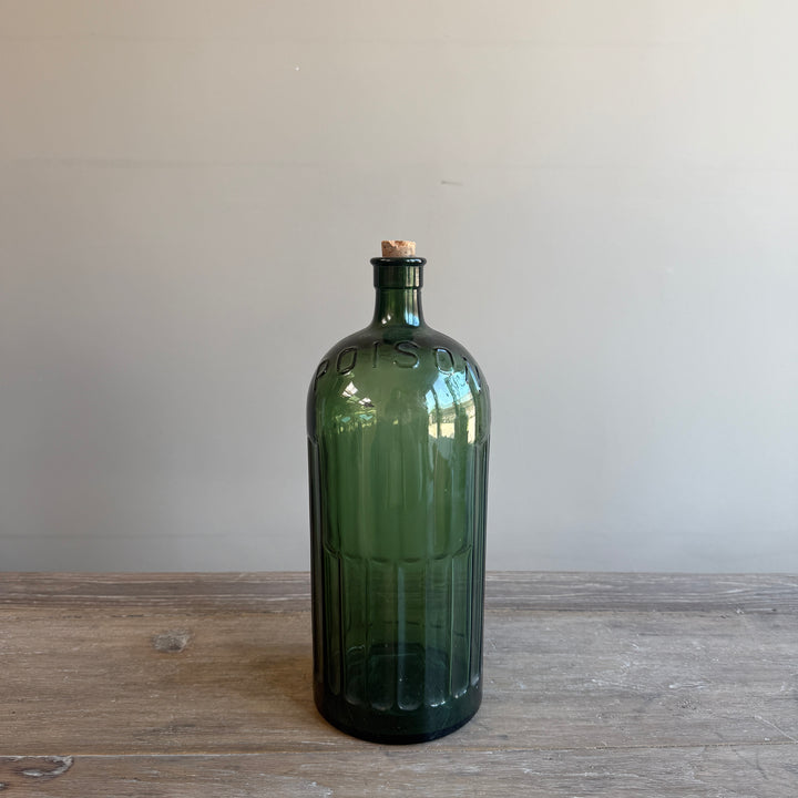 Antique Large French Green Glass Apothecary Poison Bottle