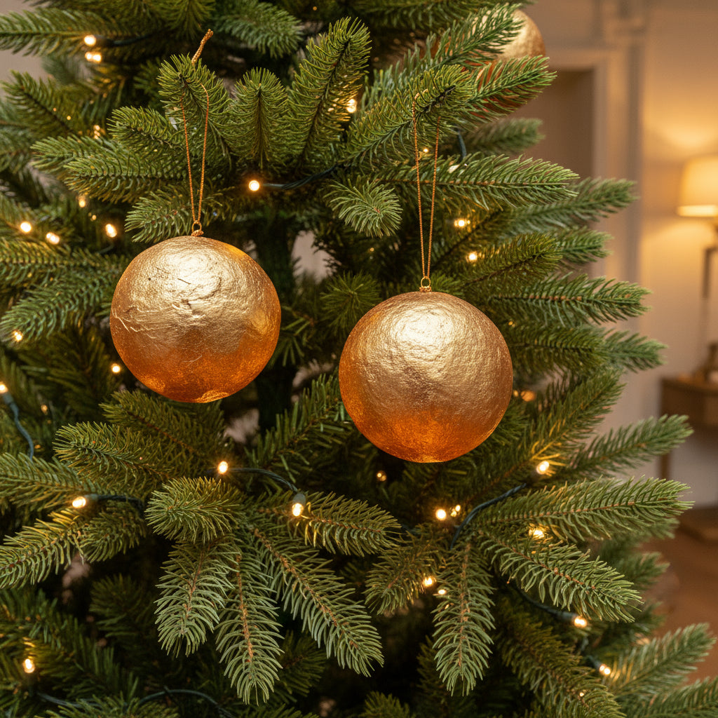 Golden Paper Mache Christmas Decoration