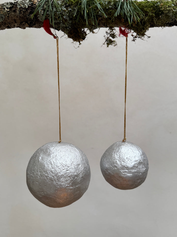Silver Paper Mache Christmas Decoration