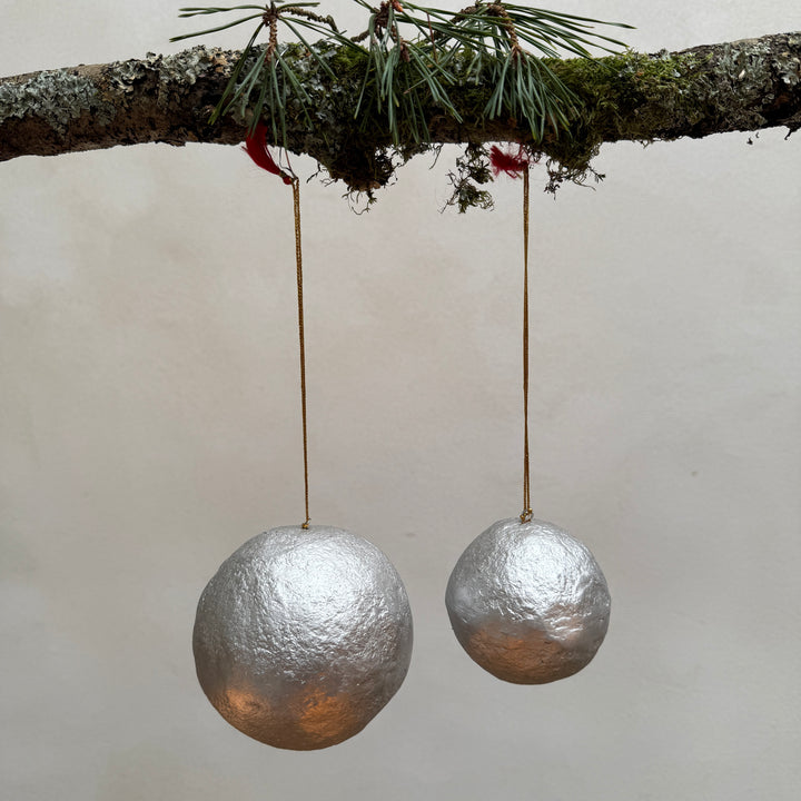 Silver Paper Mache Christmas Decoration