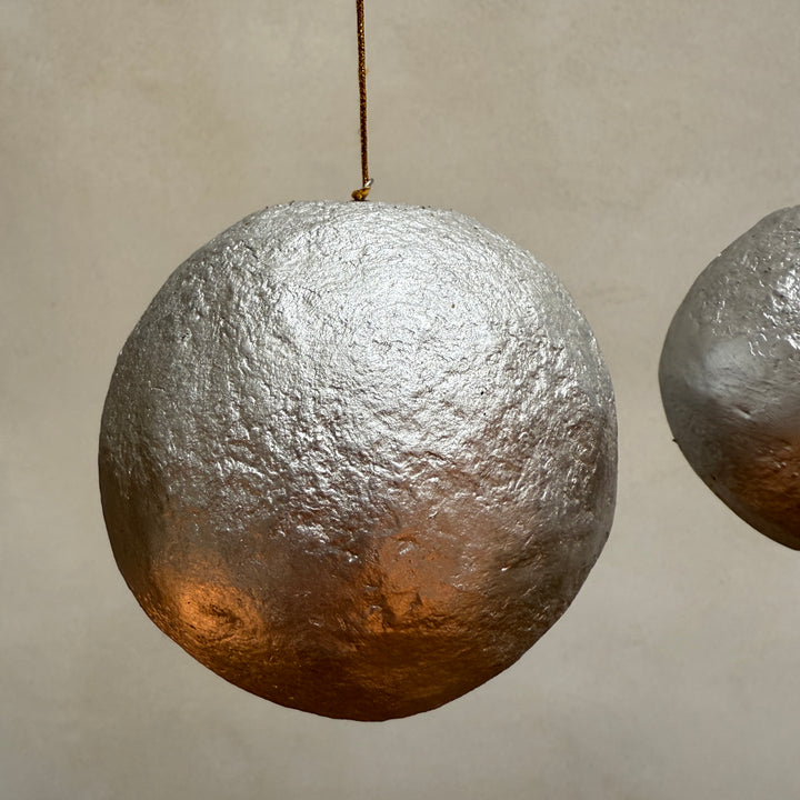 Silver Paper Mache Christmas Decoration