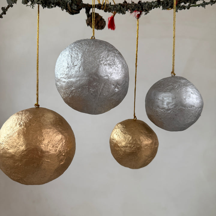 Silver Paper Mache Christmas Decoration