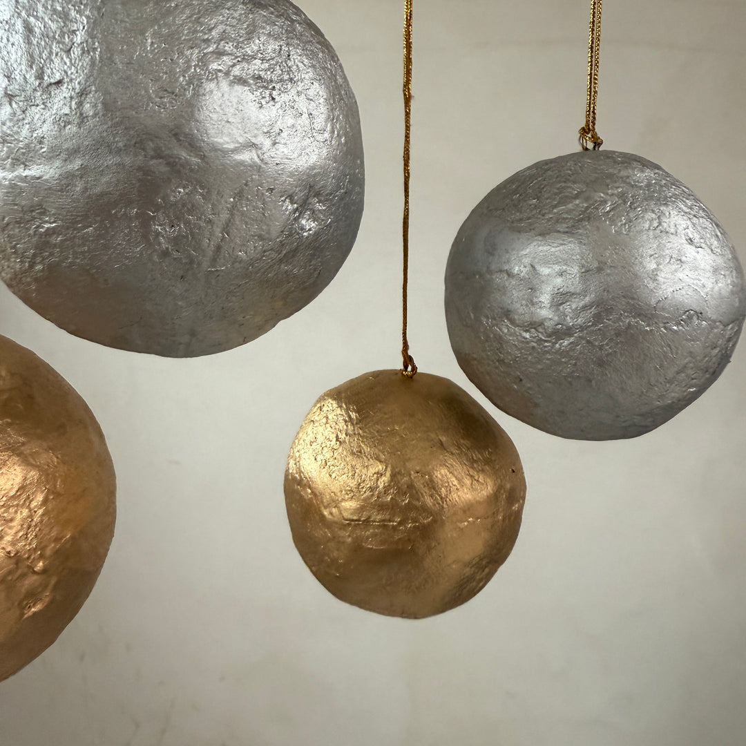 Silver Paper Mache Christmas Decoration