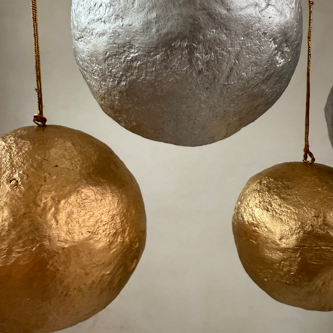 Golden Paper Mache Christmas Decoration