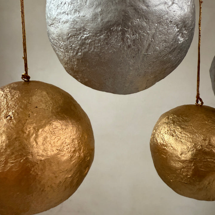 Golden Paper Mache Christmas Decoration