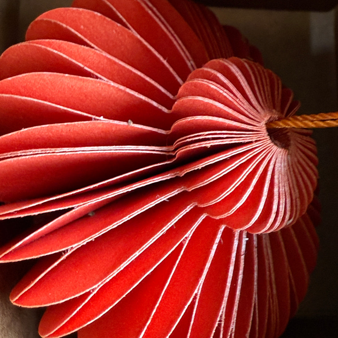 Box of six folded paper traditional decorations | Red