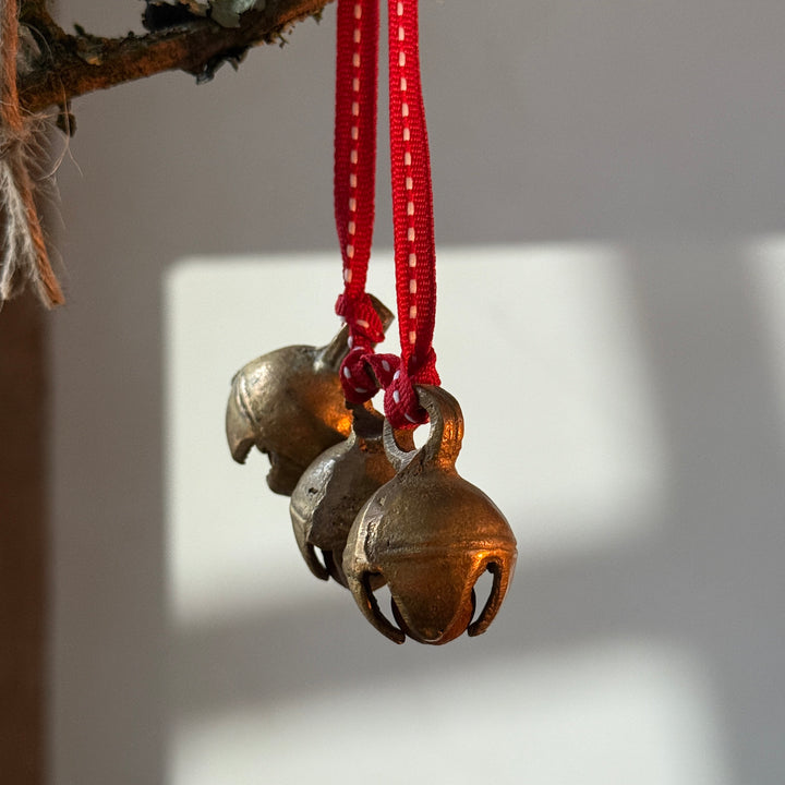 Traditional Brass Bell Trio Christmas Decoration