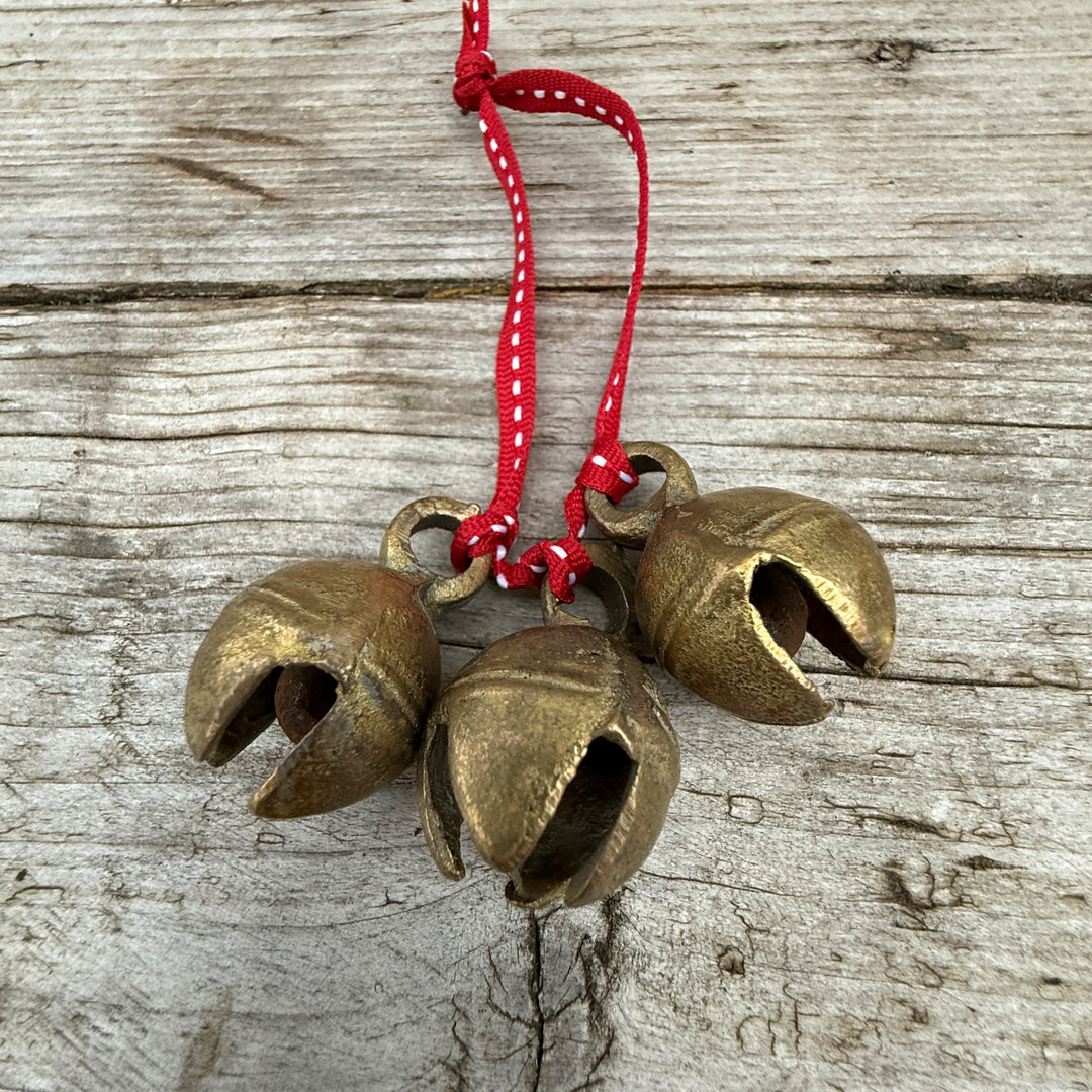 Traditional Brass Bell Trio Christmas Decoration