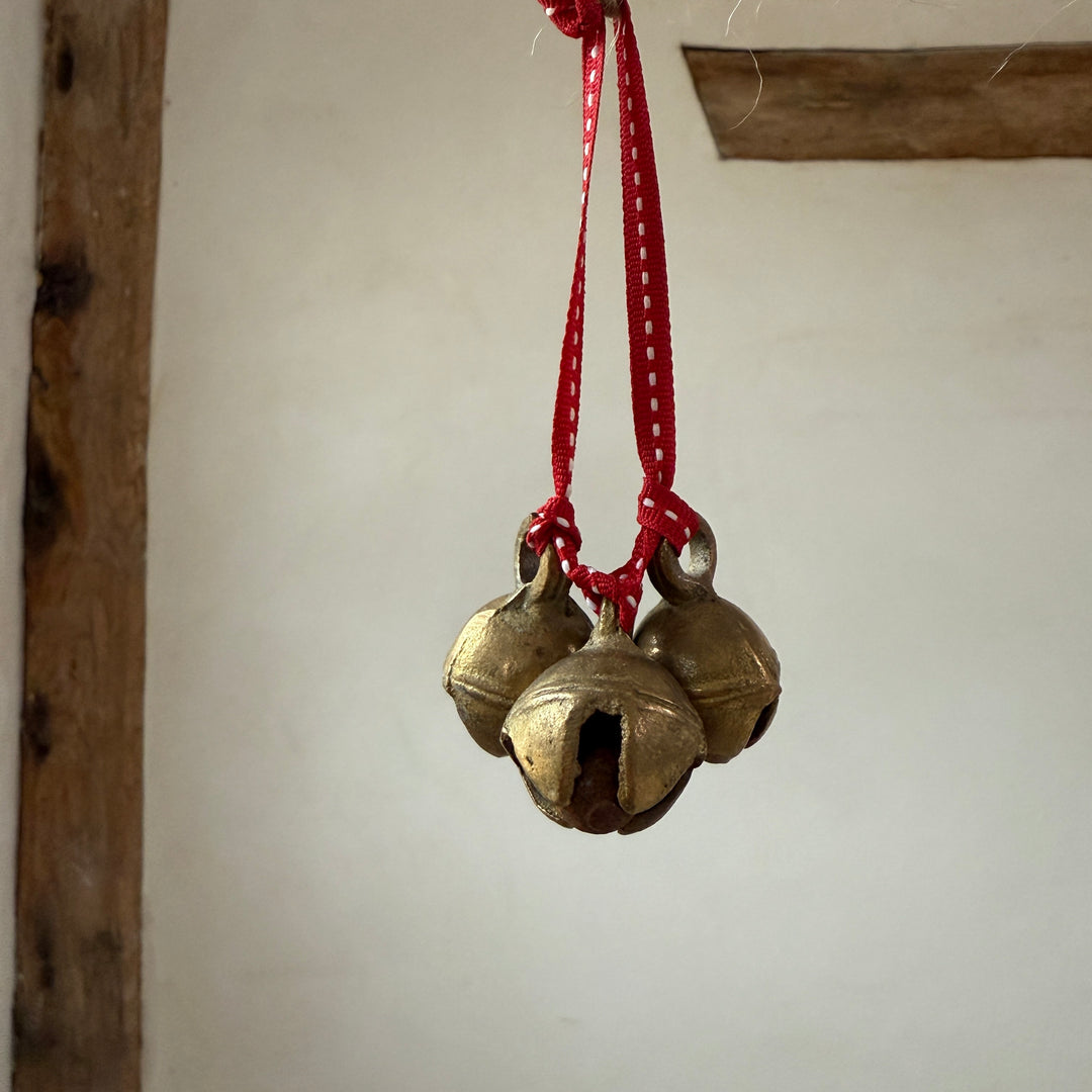 Traditional Brass Bell Trio Christmas Decoration