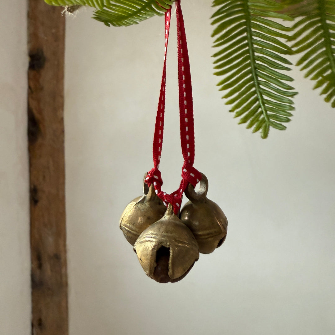Traditional Brass Bell Trio Christmas Decoration
