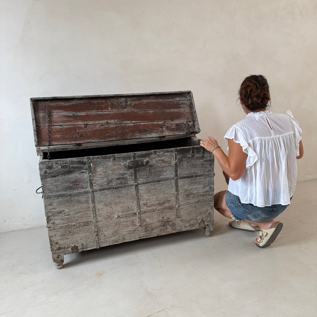 Antique 19th Century Indian Teak Dowry Chest | Cinta