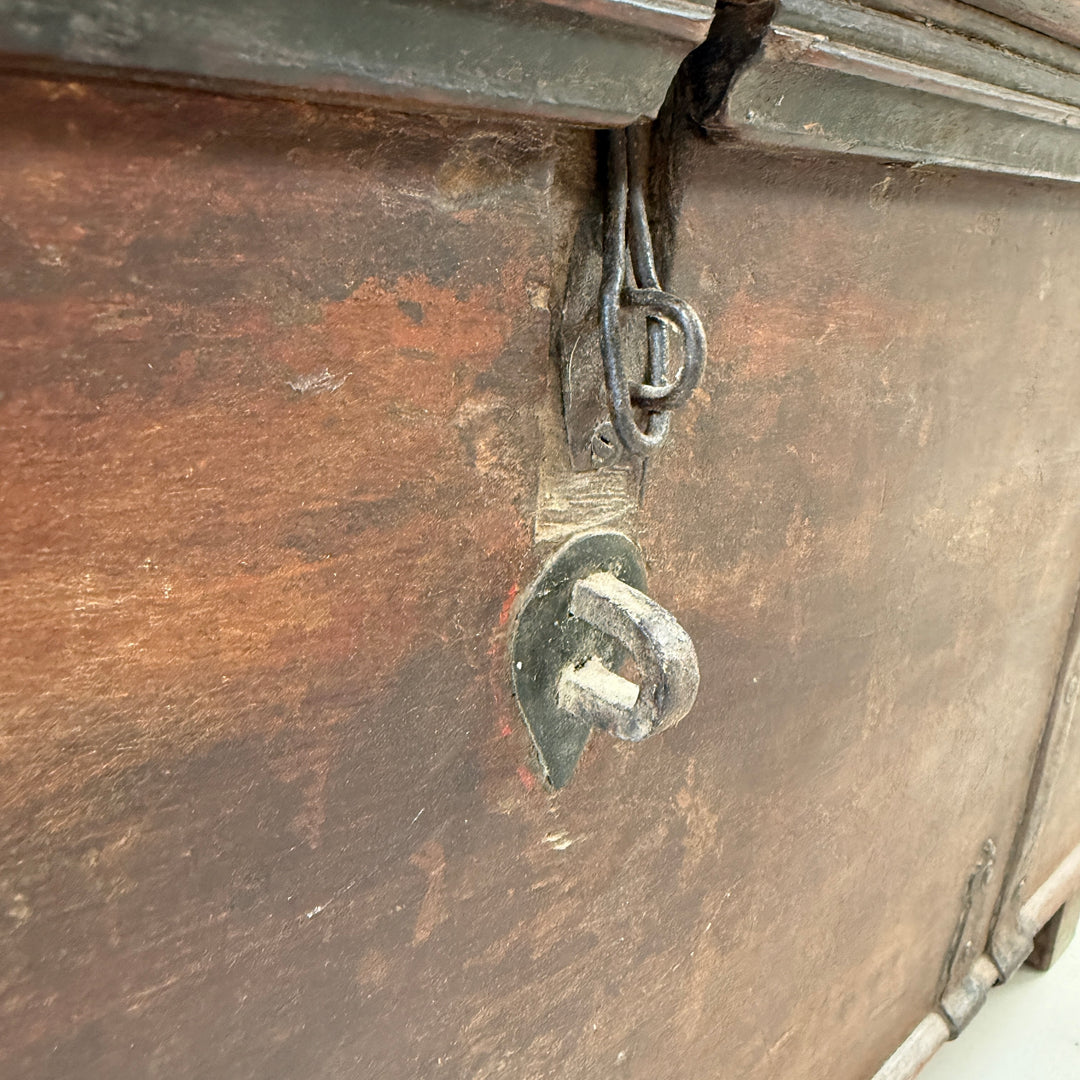 Antique Indian Wooden Storage Chest with Iron Strapwork | Adira