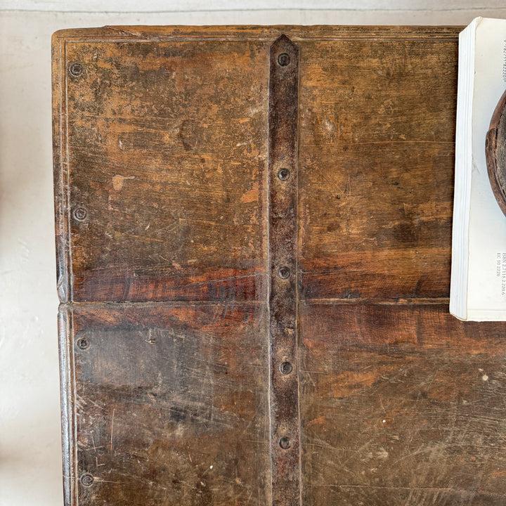 Antique Indian Wooden Storage Chest with Iron Strapwork | Adira