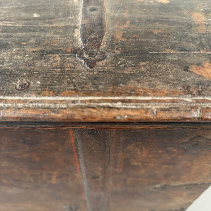 Antique Indian Wooden Storage Chest with Iron Strapwork | Adira