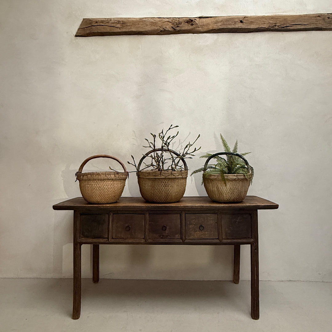 Antique Round Woven Market Basket