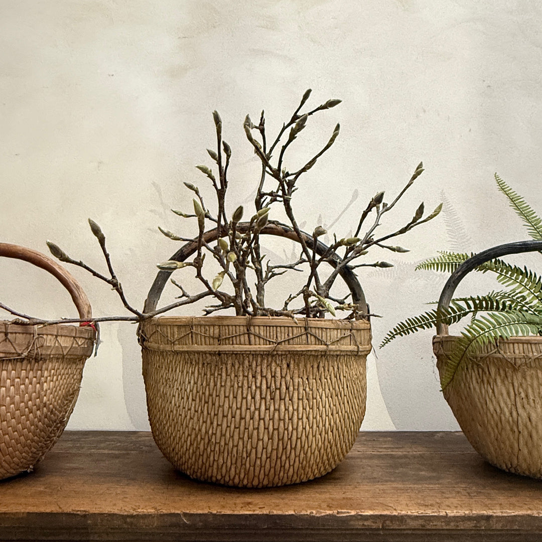 Antique Round Woven Market Basket