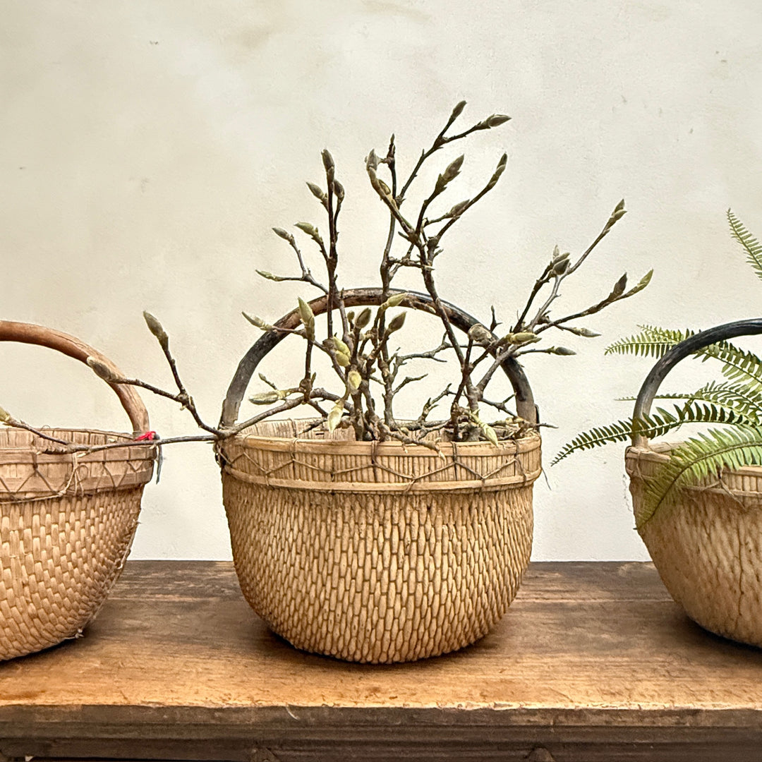 Antique Round Woven Market Basket