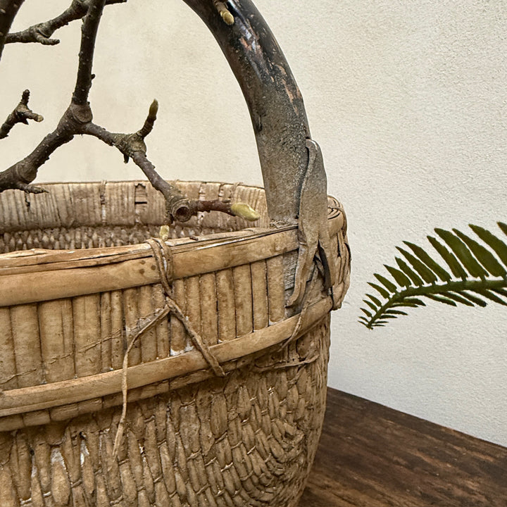 Antique Round Woven Market Basket