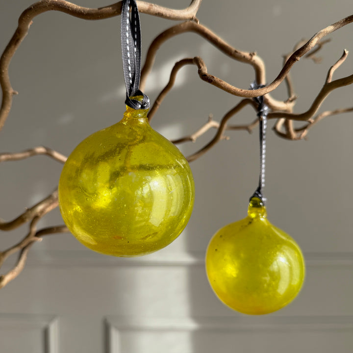 Hand Blown Glass Bauble | Yellow