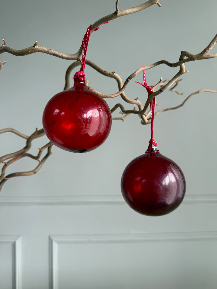 Hand Blown Glass Bauble | Red